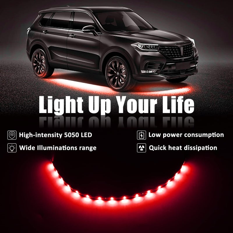 XTAUTO Red 12v 15 Led 30cm Car Flexible Waterproof Underbody Light Strip Pack of 20 - Image 2